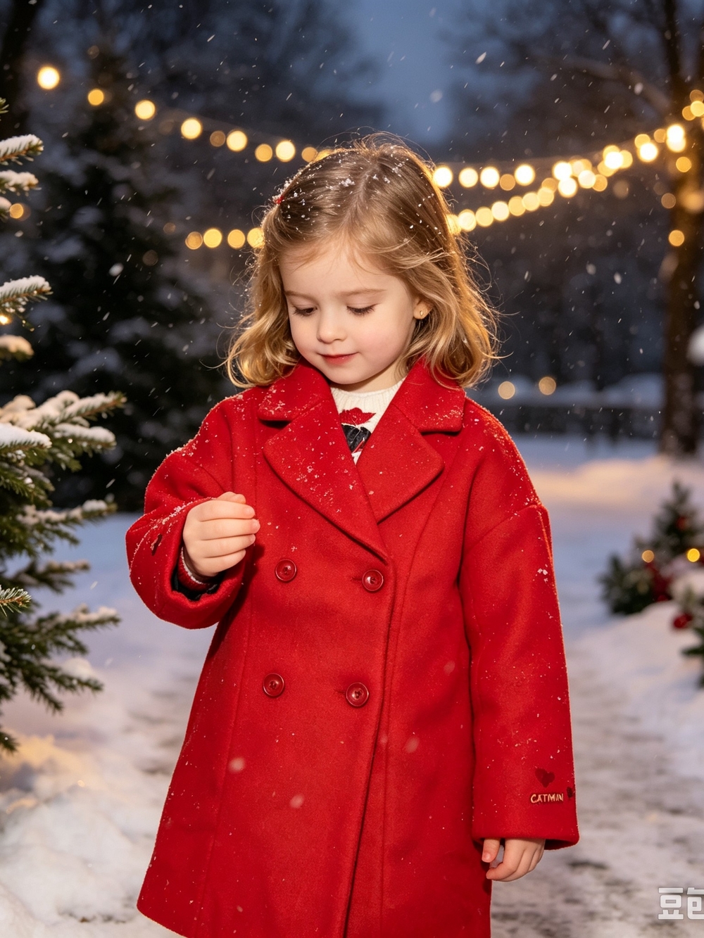 French brand Catimini Little Girls' Double-Breasted Red Winter wool Coat